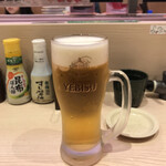 Kaiten Sushi Misaki Nakano 2Go Sanmo-Ru Kita - 生ビール♪