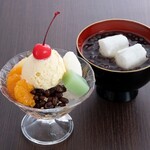 菓子舗いねや/MOMONOKI CAFE - 自家製あんみつ（バニラアイス添え）