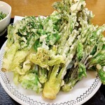 Pension Hanano Ya - でっかい山菜の天ぷら！食べ応えあり！