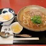 Tokumasa Morinomiya Ten - 「玉定食(肉カレーうどん・玉子かけご飯・小鉢)」850円