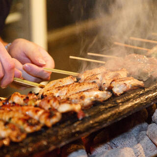 Exquisite yakitori carefully grilled over charcoal.