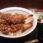 Moeri - 大海老天丼(1700円)、この大きさにはびびった