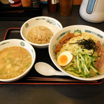 Hidakaya Kinshicho Kitaguchi Ten - ...「麹つけ麺+半チャーハンセット 白（730円）+麺大盛（0円/モリモリサービス券）」、汗をかきたくない時はコレ！