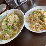 博多ラーメン八千亭 - 料理写真:チャンポン風八千亭特製ダーメン(みそ) ミニ焼めしセット