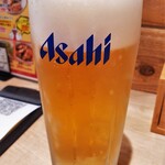 やきとりセンター - 生ビールで開宴です