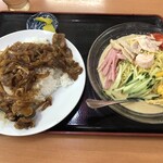 Tenko - 冷やし中華と牛肉飯セット　1080円