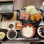 福島信夫山迎賓館 和食くろ沢 - 牛カツ&カキフライセット定食(税込¥1800)