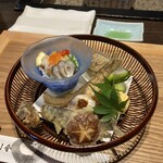 鮎の庄 - 鮎のみぞれ和えなどの前菜