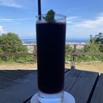 Garden Restaurant Fusha - 逆光で色濃く写ってしまってますが（汗）、ヨーグルトや牛乳が入ってない、ブルーベリーそのまんまの色とお味です。