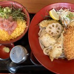 得得 - 冷得得ぶっかけうどん（３玉） ＆ ネギトロ丼