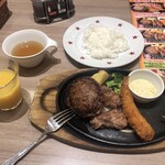 Steak no Don Sakai Shichi Do Ten - ハンバーグ(130g)&ポークグリル＆エビフライ