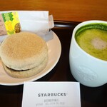 STARBUCKS COFFEE Kushiro Turumihashi Ten - スピナッチコーン＆ソイパティ　イングリッシュマフィン•抹茶ティーラテ（ホット）　¥940