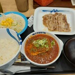 Matsuya Hamadera Ten - 牛焼肉と麻婆あんかけ豆腐の盛り合わせ定食