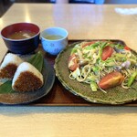 Fukumoto Ya - ・碧南白やきそばランチ 1,320円/税込
                        (焼きおにぎり＋メイン＋味噌汁＋アイスクリーム)