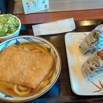 Marugame Seimen Hannan Ten - きつねうどん並梅おにぎり昆布おにぎり820円