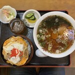 Ojima Ya - Aランチ　半ラーメン　かつ丼　大盛