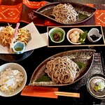 蕎麦カフェ あんのん - お蕎麦御膳  1,800 円
十割蕎麦（もりそば）
手作り胡麻豆腐
ふっくら炊いた黒豆
柚子の香きのこ
地野菜のかき揚げ
本日のごはん
蕎麦大盛り（倍量）＋300円