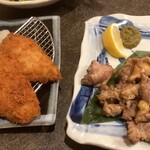 さかな市場 - アジフライと鶏もものバラ焼き