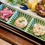 和カフェTsumugi  - 副菜たち。明太ポテトサラダ、白和えなど