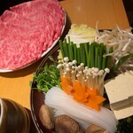 Shabu Shabu Japanese cuisine Kisoji Chofu Ten - 和牛霜降りしゃぶしゃぶ・野菜盛り（3人前」