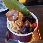 かごの屋 - 会員特典で無料で付くプチデザートに、330円をプラスしてアップグレード！　ミニモンブランのパフェです～♪