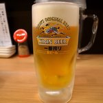 布施 細見商店 - 生ビール５００円　キリンの一番搾りです。