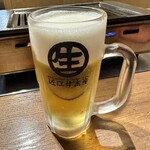 キンキン麦酒とプリっと小腸 近江牛畜産あさひ - 