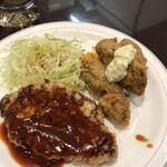 Hamburger Steak no Mise Bea - カキフライ３コ➕ハンバーグライス付き　950円