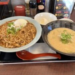 Chao Wagahara Ten - 肉あんかけ炒飯大盛り　小ラーメンセット　温玉　ニンニク