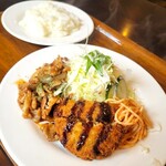 Yoshoku Bistro Muroya - おまかせランチ。三元豚のポークジンジャーとメンチカツでした。