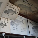 ふる里 - 天井に飾られる一面の魚拓