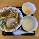 ラーメン 風林火山 - 中華そばハーフ　無限ライス　生卵