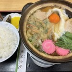 軽米食堂 - 半ライス ＋ 鍋焼きうどん