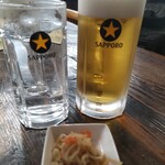 酒蔵 厚岸 - 芋焼酎お湯割りと生ビールで乾杯♪