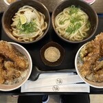 香川 一福 - 江戸前海老天丼【Aセット・温ぶっかけうどん】(¥1,540)×２人前