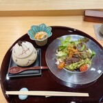 Uramasa Zushi Bettei - 前もん尽くし　ミニサラダ、茶碗蒸し、替り鉢