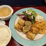 Chinese Shinpekin - ランチ  ９８０円！  ワンプレートのランチ  春巻きにしました。