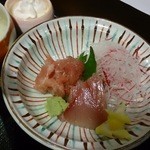 Shokusai Arakawa - ☆お子様御前のお刺身、子供食べやすいような部位でした♪☆