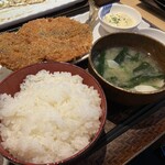 Robata Yaki Taishu Sakana Shokudo Saizo Iidabashi - 肉厚大あじフライ定食(大盛)