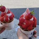 HIGASHIDA FARM STRAWBERRY - 生いちごの和パフェ、600円。