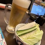 Kamifuusen Mitsukaido Ekimae Ten - お通し　オリジナルの味噌ダレで食べる