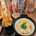 Sanuki Udon Ibukiya Seimen Akihabara Udx Ten - 大海老 海老天丼セット(冷)　¥1,100-　(日替わりスペシャルセット)