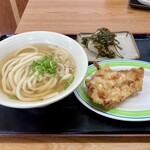 Gensho Minato Ten - かけうどん、鶏天、おにぎり