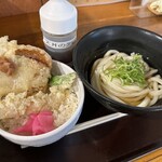 手打ちうどん 釜や - ミニ天丼とかけうどん