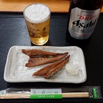 Rest Park Ino - 「はらんぼの塩焼き」180円、「瓶ビール（中瓶）」470円