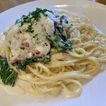 ポモドーロ - 料理写真:ランチセットのほうれん草とベーコンのクリームパスタ