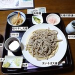 Senju An - 太いそば大盛_1300円　配膳時の画像