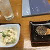 大井更科 - 料理写真:漬物の入ったポテサラと焼き味噌。これ日本酒コースやんｗ