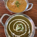 252853043 - 手前がサグチキンカレー＆奥が日替わりのカボチャとチキンカレー✨