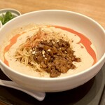 デニーズ - ■豆乳坦々麺〜香るスパイス〜 (唐揚げ・ご飯付き)￥1.980